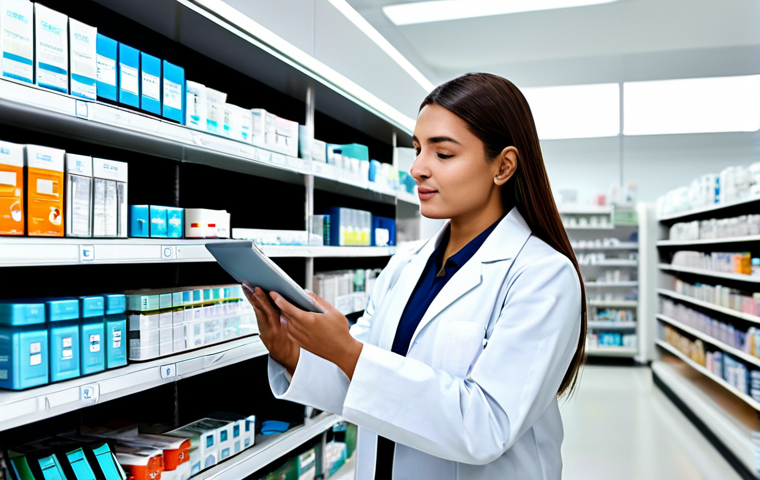 Pharmaceutical Supply Chain Transparency**
"A brightly lit, modern pharmacy. A pharmacist, fully clothed in a professional uniform, scans a medicine package with a tablet. The tablet displays a detailed blockchain interface showing the medicine's journey from manufacturer to pharmacy. Background: clean shelves stocked with medications, patients waiting appropriately distanced. Focus on: transparency, technology, and trust. Safe for work. Appropriate content. Fully clothed. Professional. Perfect anatomy. Natural proportions. High quality."
**