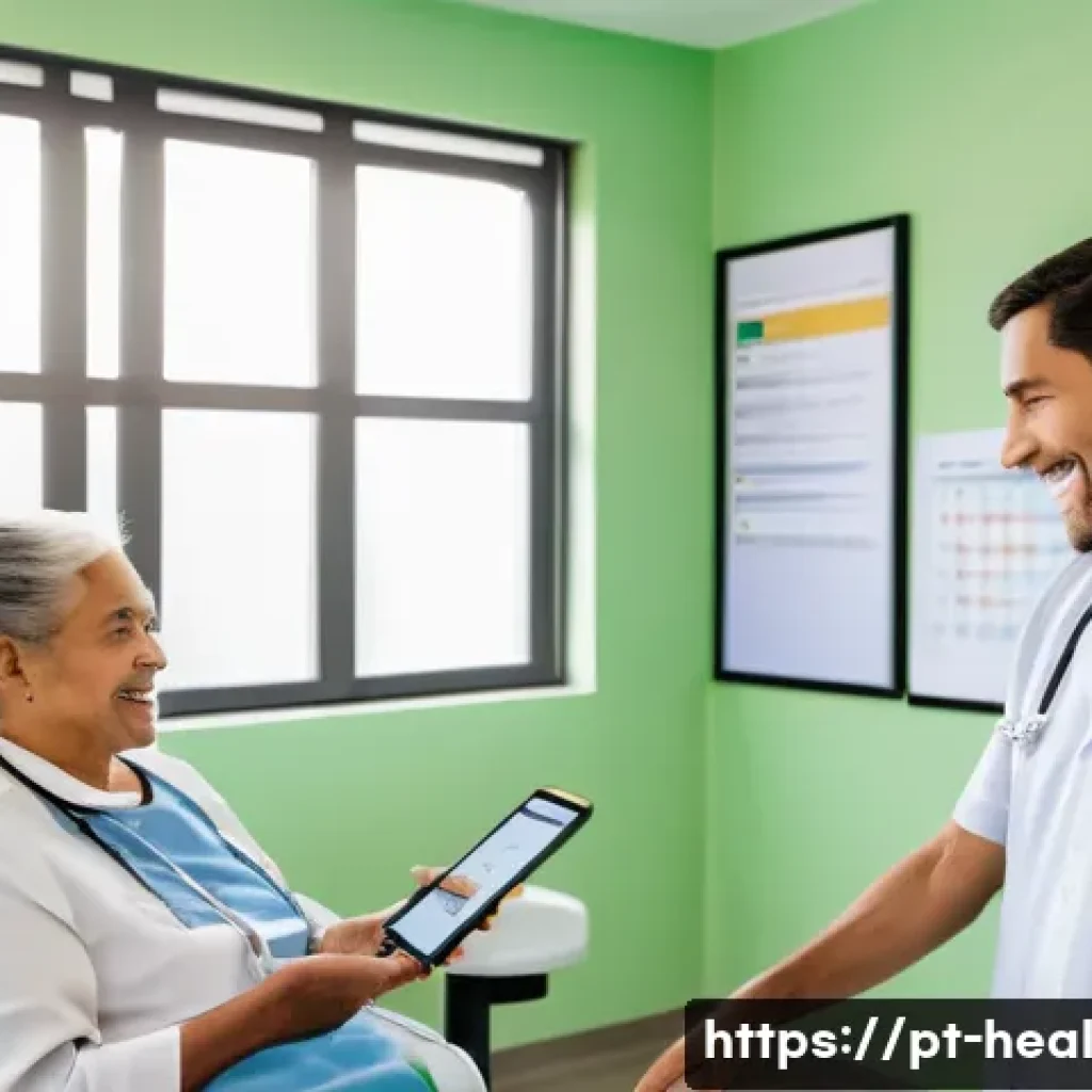 의료 서비스의 디지털화와 그 효과 - A modern Brazilian healthcare clinic waiting room featuring diverse patients using digital devices s...