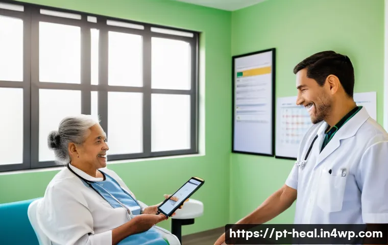 의료 서비스의 디지털화와 그 효과 - A modern Brazilian healthcare clinic waiting room featuring diverse patients using digital devices s...