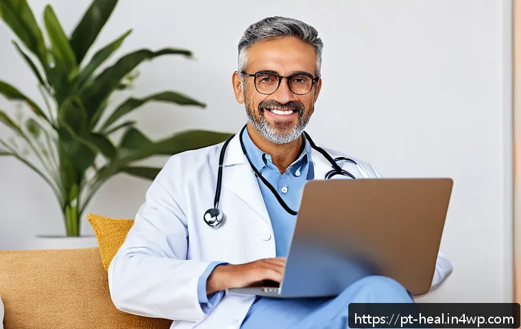 의료 시스템의 변화에 대한 대중의 인식 - A Brazilian telemedicine consultation scene showing a middle-aged patient in casual clothing sitting...